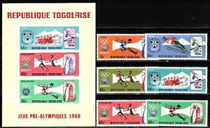 Того, 1967, Олимпийские игры 1968, 6 марок, блок